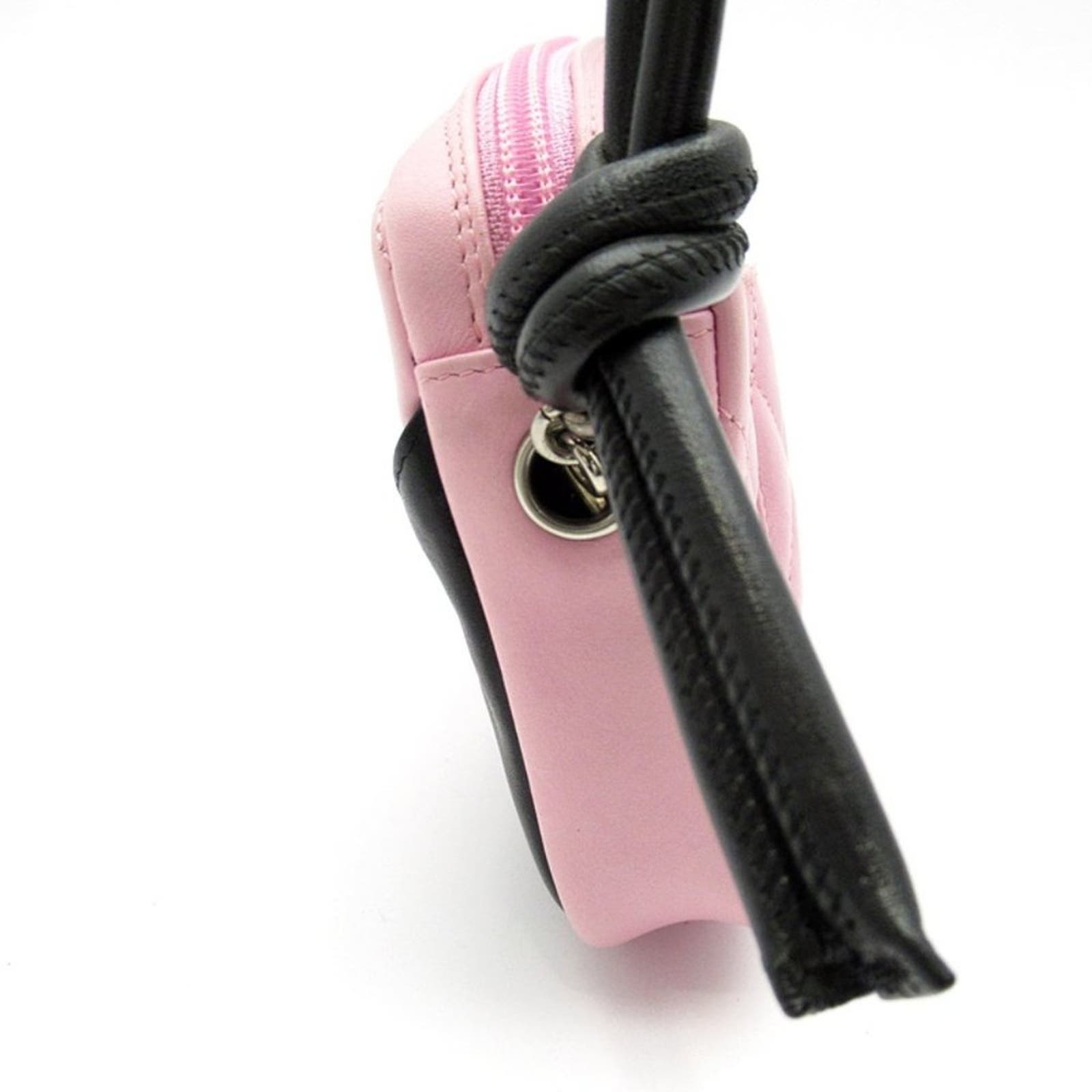 Authentic Chanel Cambon Ligne Pochette Quilted Mini Shoulder Bag Pink