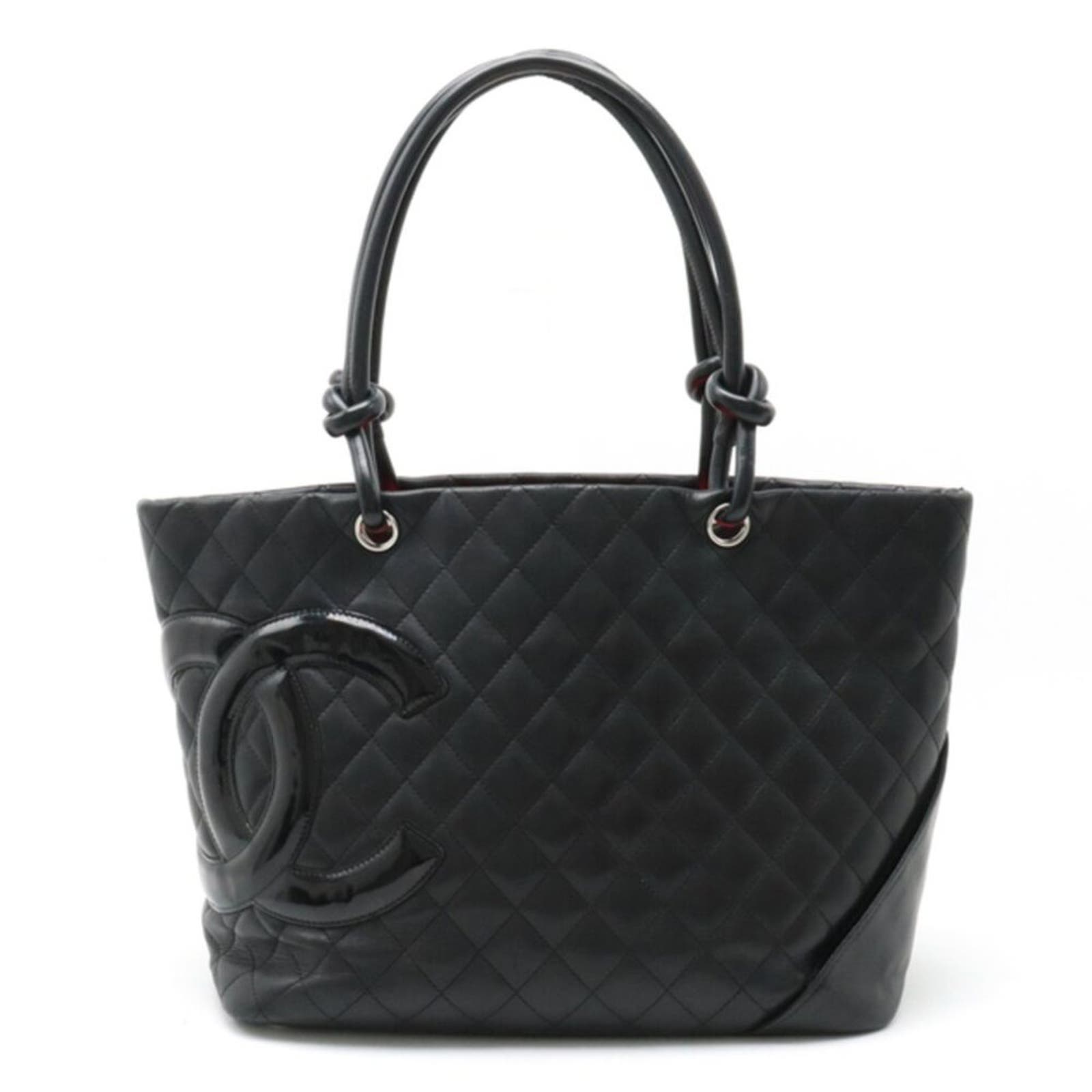 Authentic CHANEL Cambon Ligne Quilted Calfskin Tote Bucket Bag Black